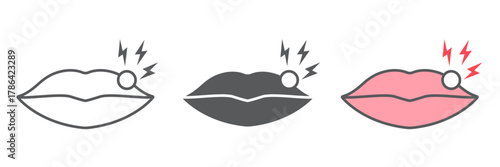 Lip pain icon, body and painful, herpes sign, vector graphics, a linear pattern on a white background. editable stroke