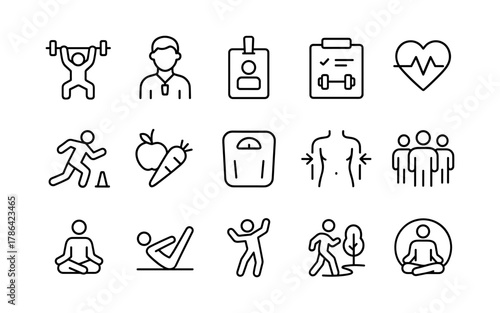 Fitness and wellness icons collection for health and lifestyle applications