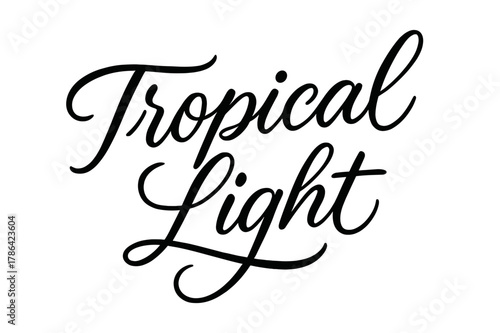 Tropical Brush Script. Tropical Light ? Script Hand-Lettering: flowing brush script with wide loops and airy