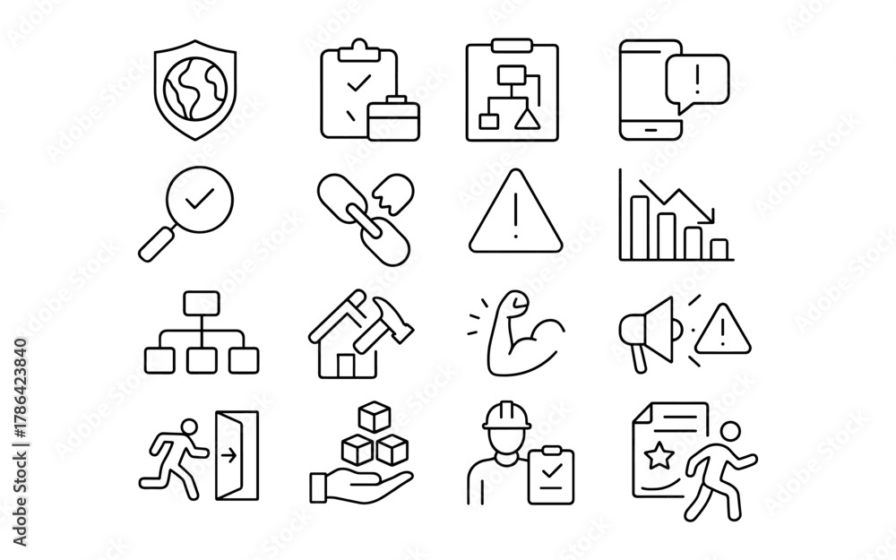 Fototapeta premium Business and workflow icons set for project management and efficiency
