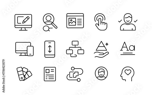 Minimalist user interface icons set for web and app design projects