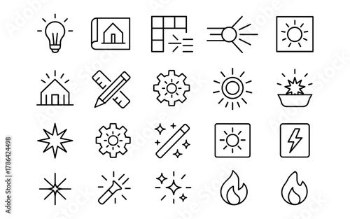Minimalist linear icons of creativity and innovation