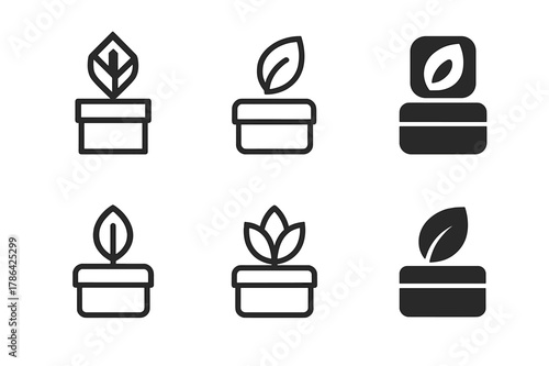 Eco Jewelry Logos. Eco jewelry packaging. Set Logo of Eco jewelry packaging: jewelry box with leaf emblem. harmonious logo variations of the same emblematic