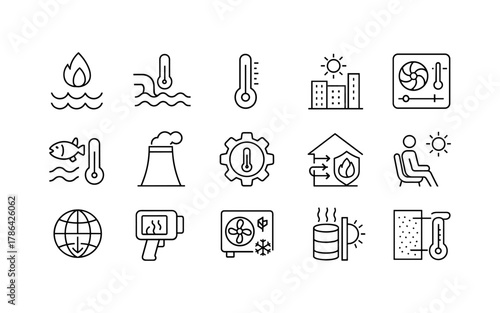 Climate control and energy efficiency symbols in modern minimalist style
