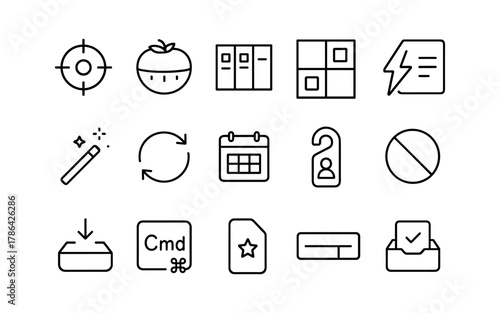 Minimalist line icons collection: business, technology, and lifestyle essentials