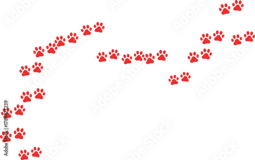 Red color cat paw print vector.