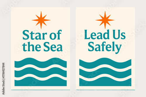 Star of the Sea. Star of the Sea. Two vertical A6 banners with safe margins, centered composition, no elements touching edges, modern, turquoise and orange,