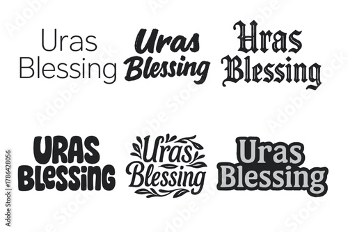 Uras Blessing Lettering. Uras Blessing. Set lettering. harmonious lettering variations of the same emblematic concept, each with different artistic