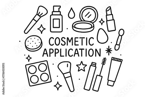 Cosmetic Doodle Illustration. Cosmetic Application. Hand-drawn doodle illustration of Cosmetic Application.