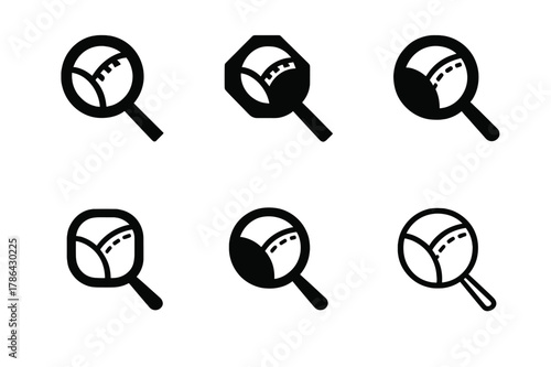 Textile Quality Logos. Textile quality control. Set Logo of Textile quality control: magnifier over seam. harmonious logo variations of the same emblematic