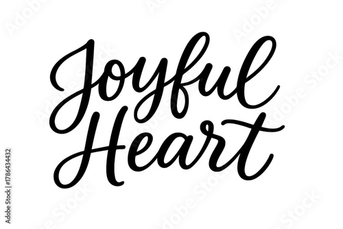 Joyful Script Design. Joyful Heart ? Script Hand-Lettering; flowing brush style with soft bounce and light