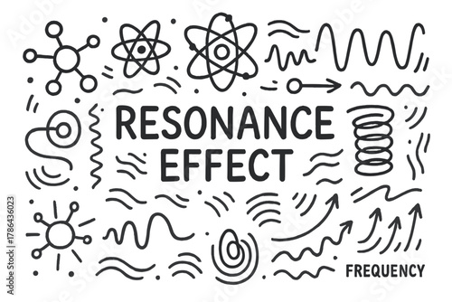 Resonance Effect Doodle. Resonance Effect. Hand-drawn doodle illustration of Resonance Effect. molecule, atom,