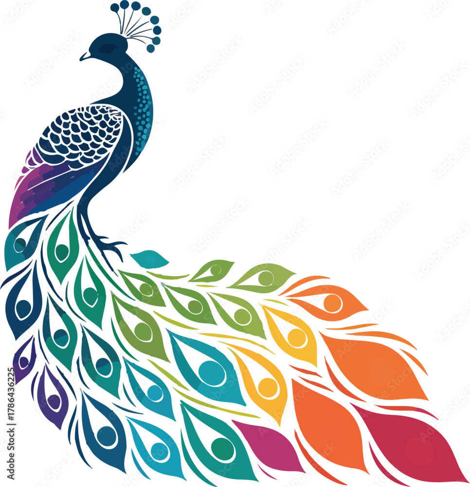 Fototapeta premium Elegant Peacock Logo Design – Luxury Bird Symbol, Royal Feather Icon, Modern Golden and Blue Vector Emblem for Branding and Fashion