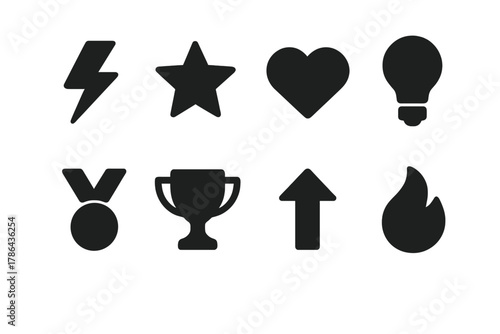 Motivation Icon Set. Motivation and inspiration. Filled icon set of motivation and inspiration: lightning bolt