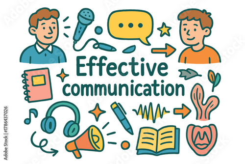 Doodle of Effective Communication. Effective communication. Hand-drawn doodle illustration of effective