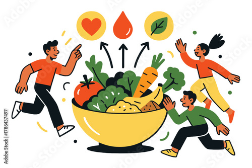 Vibrant Healthy Bowl. Healthy nutrition. A glowing bowl filled with fruits, vegetables, and grains, with