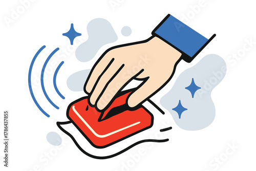 Dynamic Sanitizing Motion. Sanitizing motion. A dynamic wiping gesture illustrated with curved motion lines