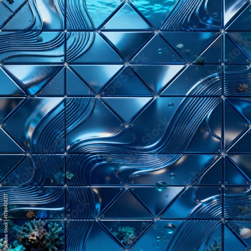 Carbon Capture Texture Deep Sea Blue Surface 4K Seamless Pattern