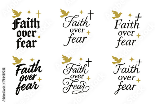 Faith Over Fear Calligraphy. Faith over fear. Create a calligraphy lettering illustration of the phrase: Faith