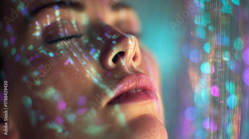 Portrait of woman illuminat...