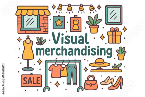 Visual Merchandising Doodles. Visual merchandising. Hand-drawn doodle illustration of visual merchandising.