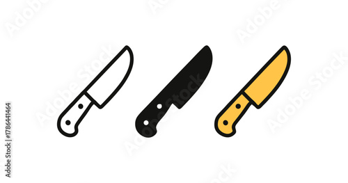 Colorful knife set icon: minimalist kitchen tool design in flat style