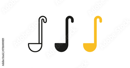 Minimalist ladle icon set in silhouette and flat design