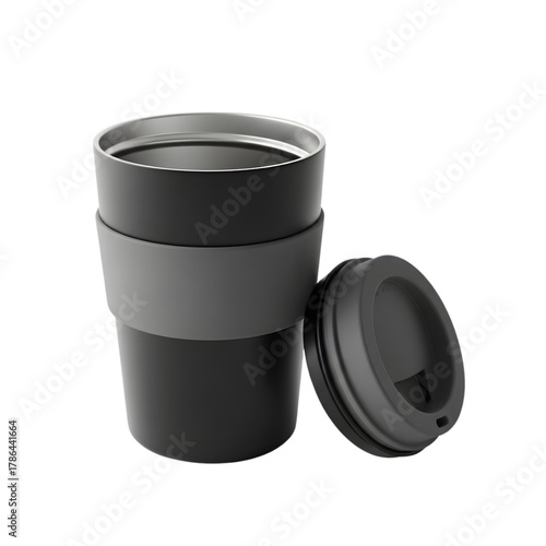 Modern Black Reusable Coffee Cup with Silicone Sleeve and Lid - Eco-Friendly Travel Mug for Hot & Cold Drinks