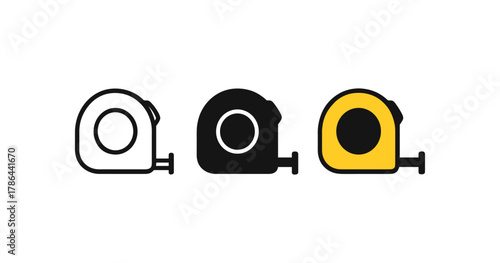 Set of simplified measuring tape icons in minimalist style
