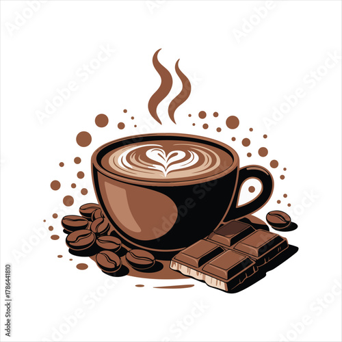 Coffee cup icon. Set of vector cups with coffee. Coffee cup logo.