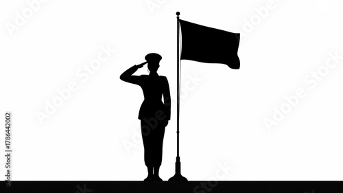 black silhouette saluting flag clip art preview