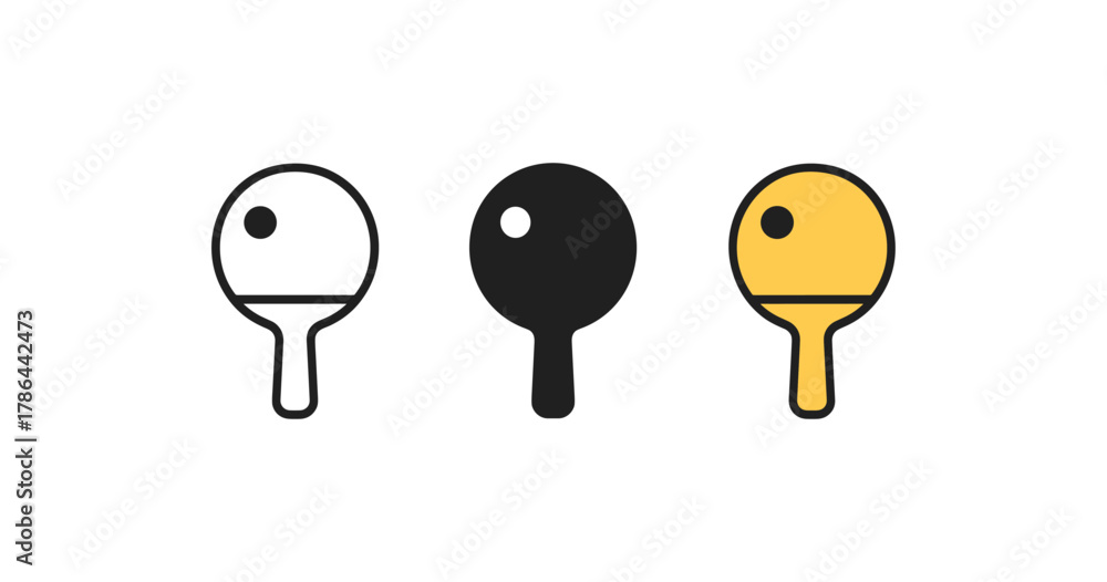 Fototapeta premium Minimalist table tennis paddles: line, solid, and color styles for sports design