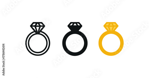 Minimalist outline, solid, and colored diamond rings in a trio
