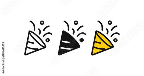 Colorful party confetti icons in linear style
