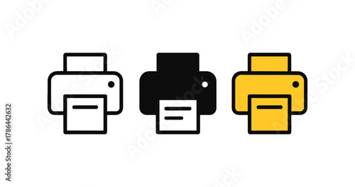 Set of printer icons in flat style for office and technology concepts