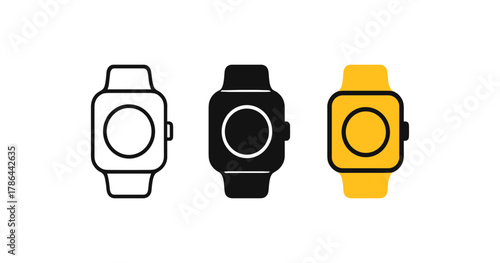 Minimalist watch designs in black, white, and yellow