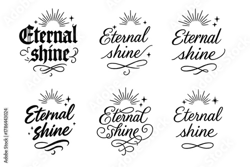 Eternal Shine Calligraphy. Eternal shine. Create a calligraphy lettering illustration of the phrase: Eternal