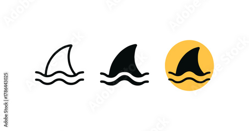 Shark fin icons displaying linear, solid, and minimalist styles