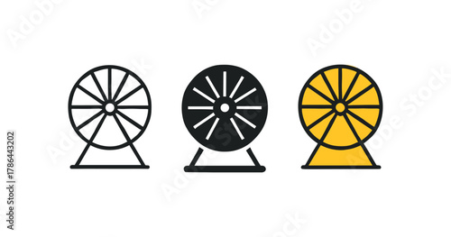 Minimalist ferris wheel icons in linear design