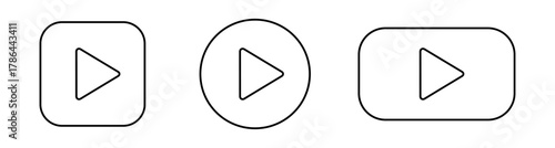 Play button media icons set on transparent background