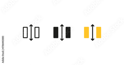 Vertical alignment symbols in minimalist black and yellow styles