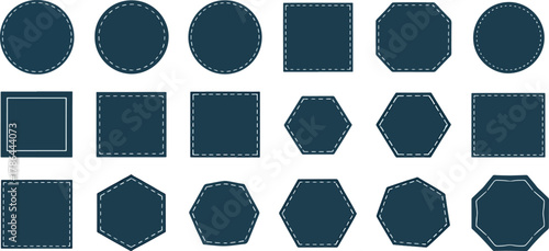 Modern geometric shapes with stitch borders for labels frames badges