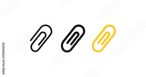 Minimalist paperclip icon set in black and yellow on white background