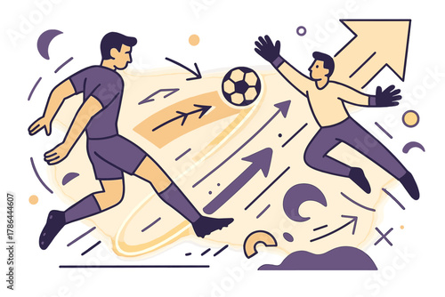 Dynamic Penalty Kick. Animated Ball Trajectory. Glowing lines trace the path of a penalty kick; abstract