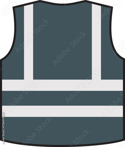 Safety vest with reflective strips vector illustration icon. High visibility personal protective equipment for construction worker and road safety concept. Safety vest silhouette icon.