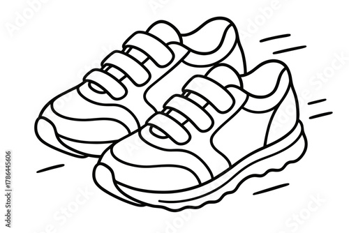 Cartoon Sneakers Coloring. Sports shoes children?s coloring book illustration, outlined drawing, cartoon