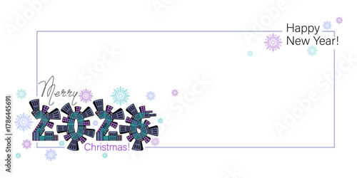 Christmas Town. 2026. New Years vector background. Lettering of the numbers for the coming year. 