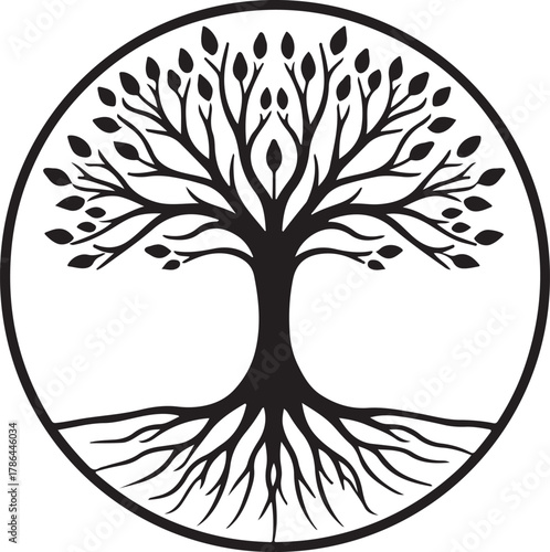 Striking tree of life symbol, elegant design, deep roots
