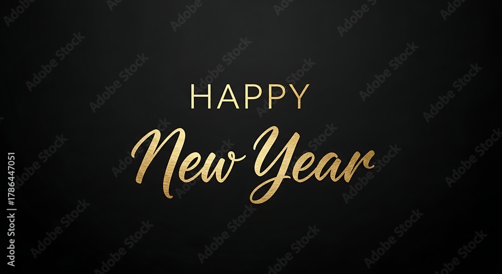 Obraz premium Golden happy new year wishes on a dark background with elegant style