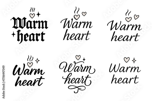 Warm Heart Calligraphy. Warm heart. Create a calligraphy lettering illustration of the phrase: Warm heart.